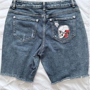 NOBO Blue Denim Mid Rise Shorts